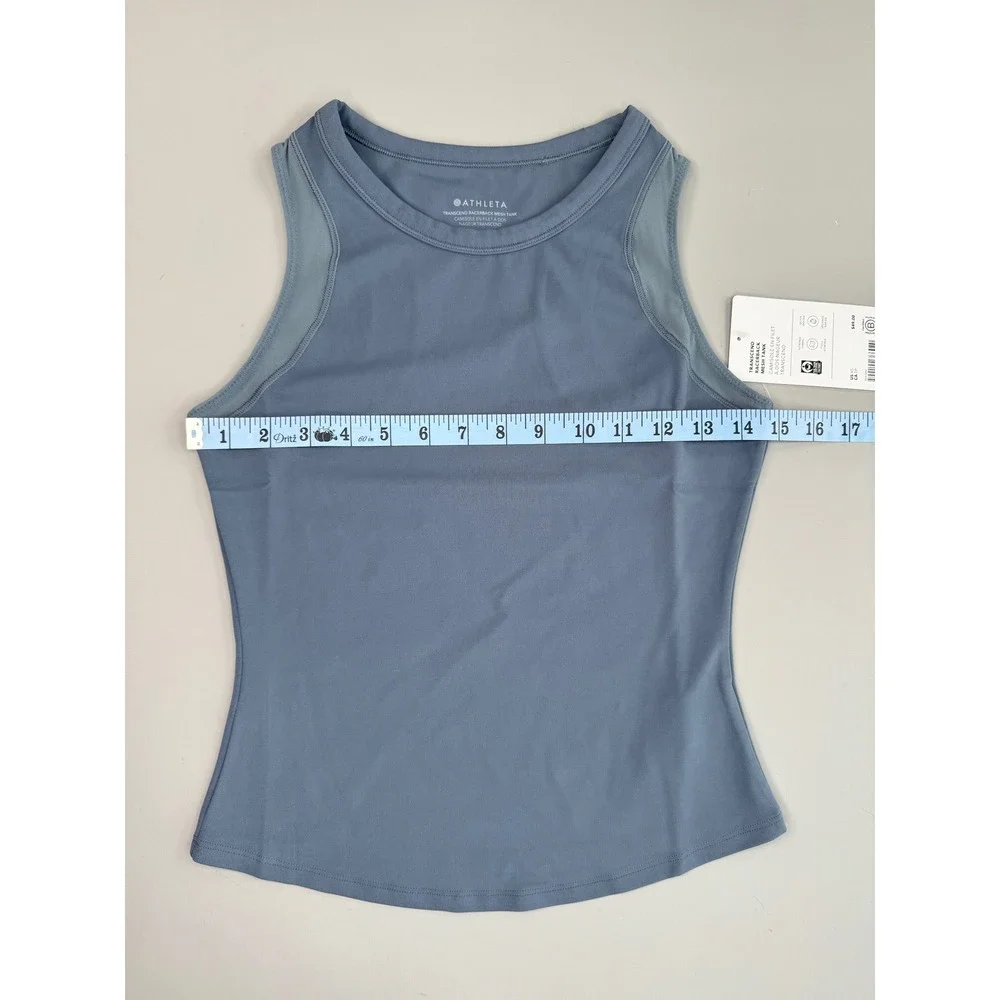 Athleta Transcend Racerback‎ Mesh Tank Slate Blue XS Yoga Workout